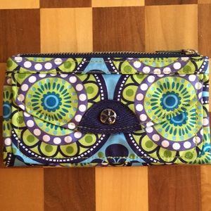 Beautiful Aphorism Blue/Green Wallet/Clutch  NWOT